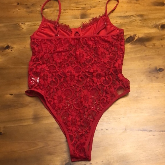 Red lingerie teddy negligee bodysuit Lace underwire New - Picture 6 of 6